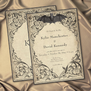 Vintage-Fledermaus-bis-ans-Ende-des-Lebens-schwarz Einladung
