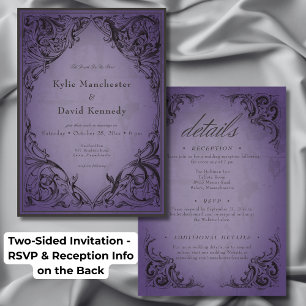Vintage Fledermaus Bis zum Tod Lila Hochzeit Zweis Einladung