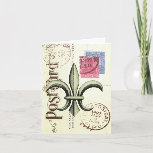 Vintage-Fleur de Lis carte pour notes (Devant)