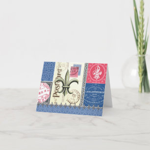 Vintage-Fleur de Lis postage-notecard Karte