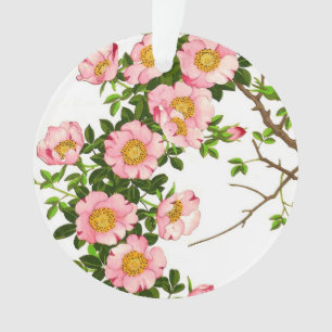 Vintage fleurs de cerises japonaises, rose et or
