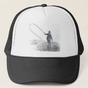 Vintage Fliegen-Fischen-Kunst-Baseballmütze Truckerkappe