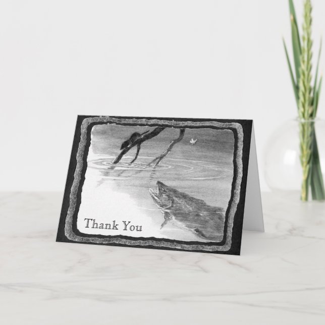 Vintage Fliegen-Fischen-Kunst "danken Ihnen " Dankeskarte (Vorderseite)
