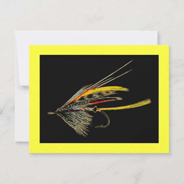 Vintage Fliegen-Fischenkunst Einladung (Vorderseite)