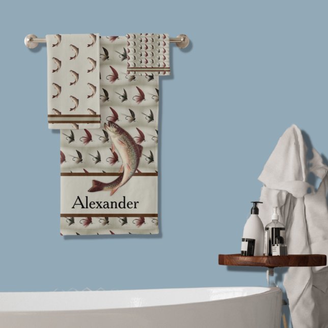 Vintage Fliegen Regenbogenforelle Badhandtuch Set (Von Creator hochgeladen)