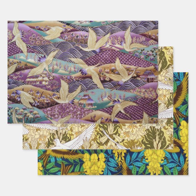 VINTAGE FLIEGENDE VÖGELDRUCKER GESCHENKPAPIER SET (Set)