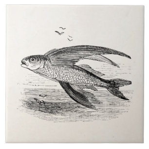 Vintage Fliegender Fisch Antike Personalisierte Vo Fliese