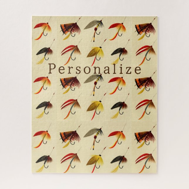 Vintage Fliegenfischerei Flyer lockt Fischer (Vertikal)