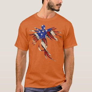 Vintage Fliegenfischerei unter amerikanischer Flag T-Shirt
