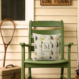 Vintage Fliegenfischerei Wasserfarben Wassersportz Kissen