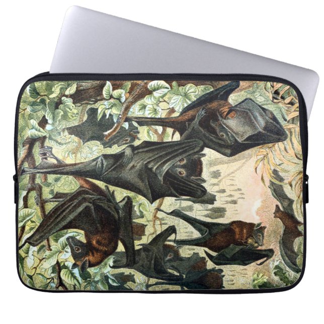 Vintage Fliegenfuchs-Fledermaus, schwarze Fledermä Laptopschutzhülle (Vorderseite)