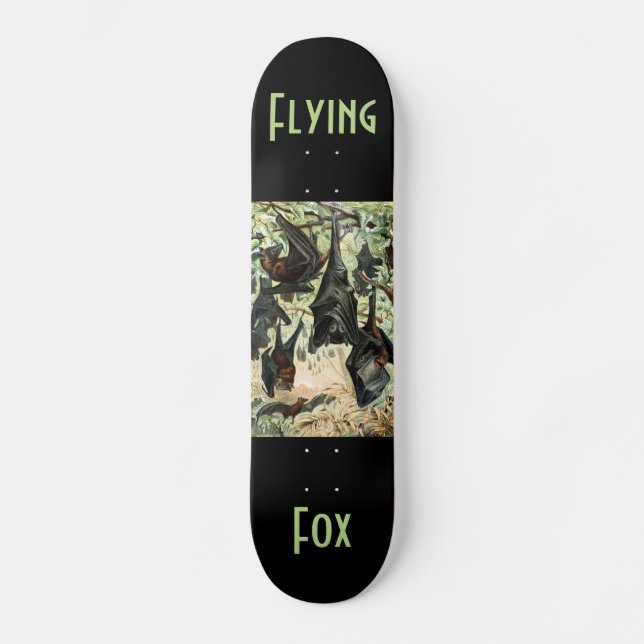 Vintage Fliegenfuchs-Fledermausillustrierung Skateboard (Vorderseite)