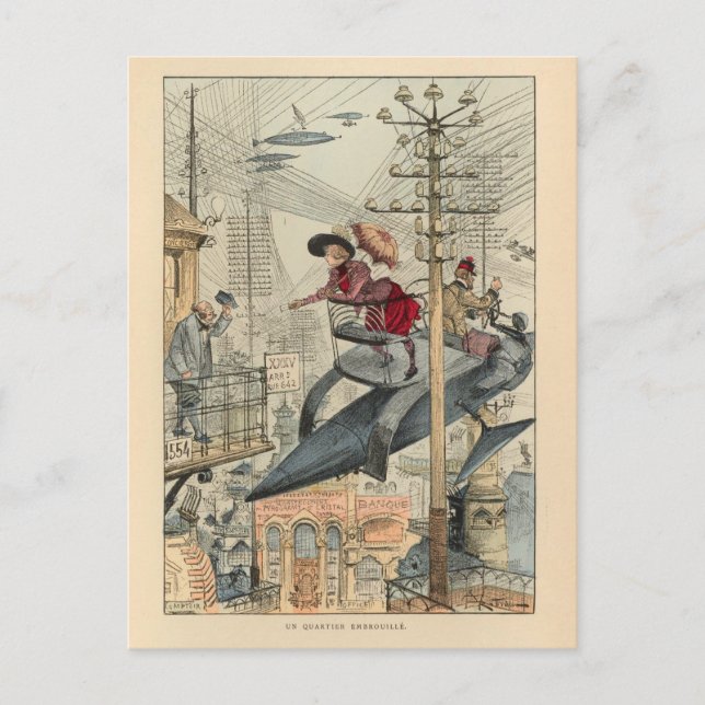 Vintage Fliegmaschinen - Farbkunst Postkarte (Vorderseite)