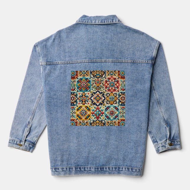 Vintage Fliesen-Muster Jeansjacke (Rückseite)
