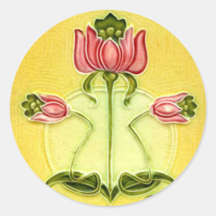 Vintage Fliesendesigns Kunst und Handwerk Jugendst Runder Aufkleber