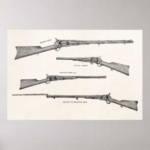 Vintage-Flinte aus dem 19. Jahrhundert Antike Schr Poster
