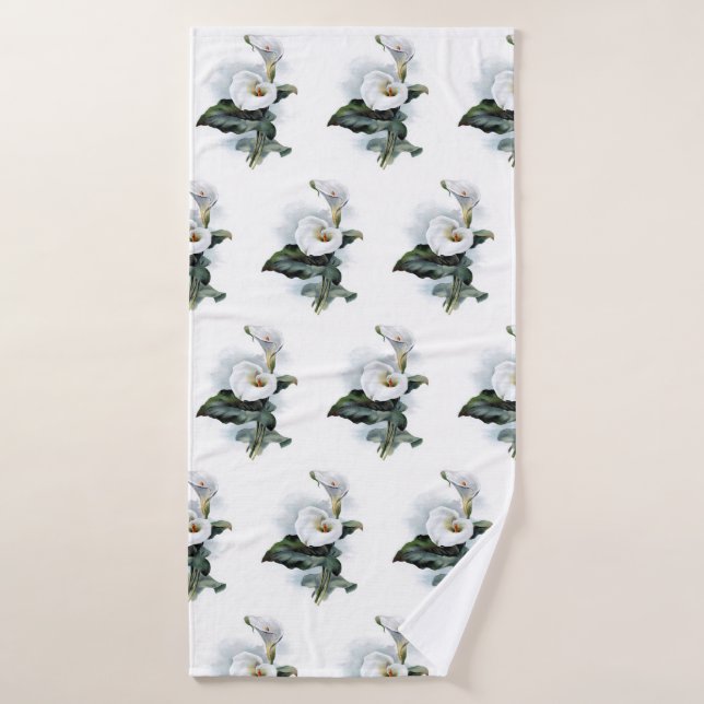 Vintage Flora Calla Lily Elegantes Badezimmer Badehandtuch (Badehandtuch)
