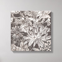 Vintage Flora Moderne Elfenbein Grau Botanisch Rus