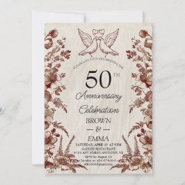 Vintage Floral 50th Wedding Anniversary Invitation Einladung