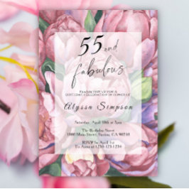 Vintage Floral 55e anniversaire de fête Invitation