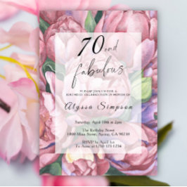 Vintage Floral 70e anniversaire de fête Invitation