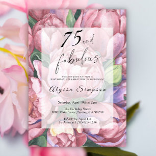 Vintage Floral 75e anniversaire de fête Invitation