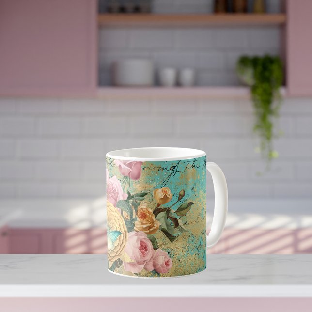 Vintage Floral and Butterfly Bouquet Kaffeetasse (Von Creator hochgeladen)