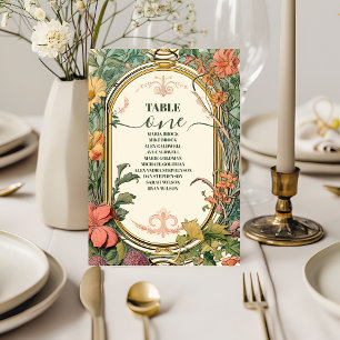 Vintage-Floral-Art-Nouveau-Hochzeit Tischnummer
