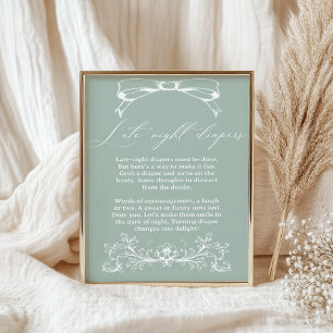 Vintage Floral Baby Shower Späte Nacht Windel Poster