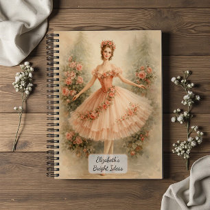 Vintage Floral Balletttänzerin Notizbuch