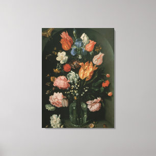 Vintage Floral Barock, Blumenvase in einer Nische Leinwanddruck