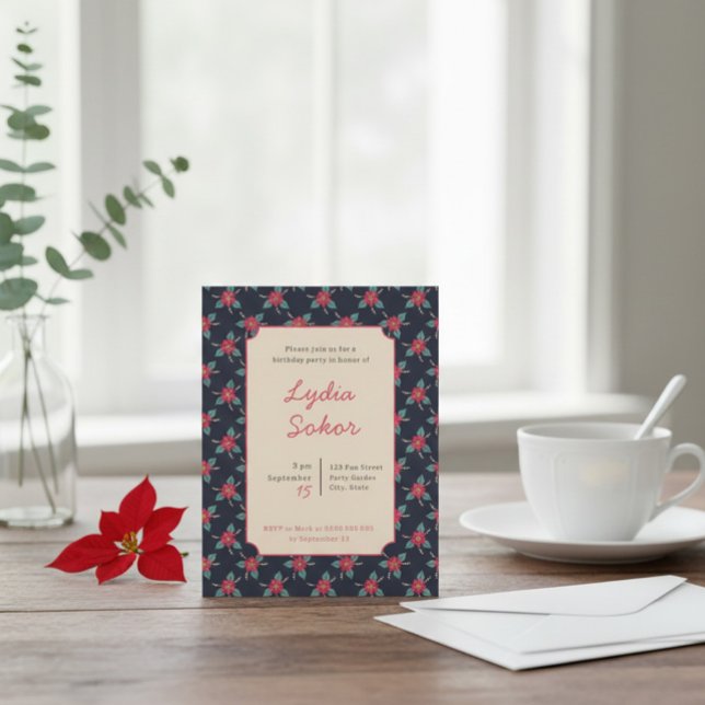 Vintage Floral Birthday Party Invitation  Einladung (Von Creator hochgeladen)