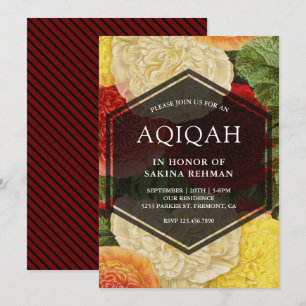 Vintage Floral Bloom Geometric Aqeeqah   Aqiqah Einladung