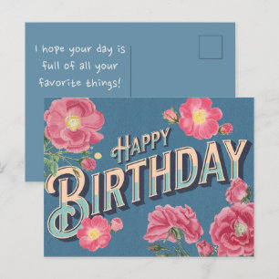 Vintage Floral Bonne carte d'anniversaire