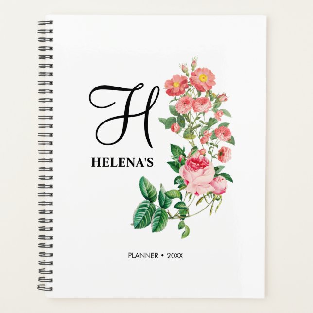 Vintage Floral Botanique Customisé Monogramme (Devant)
