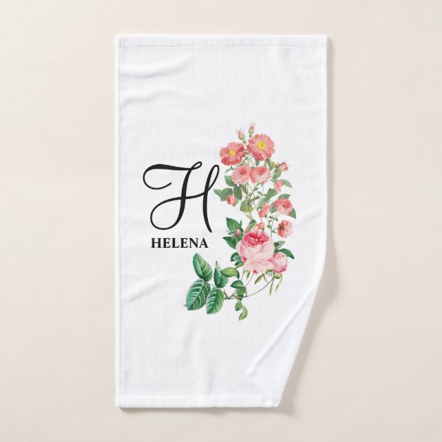 Vintage Floral Botanique Customisé Monogramme (Serviette à main)
