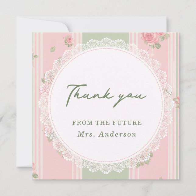 Vintage Floral Brautparty Dankeskarte (Vorderseite)