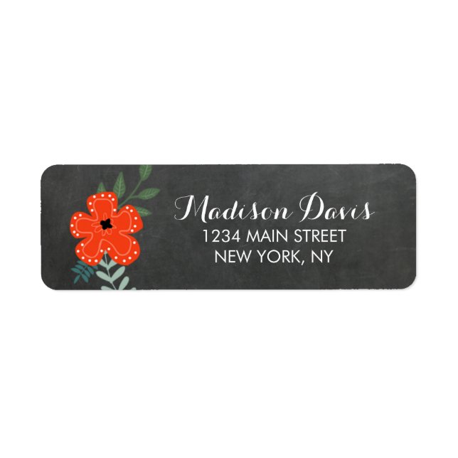 Vintage Floral Chalkboard Mariages Étiquettes de a (Devant)