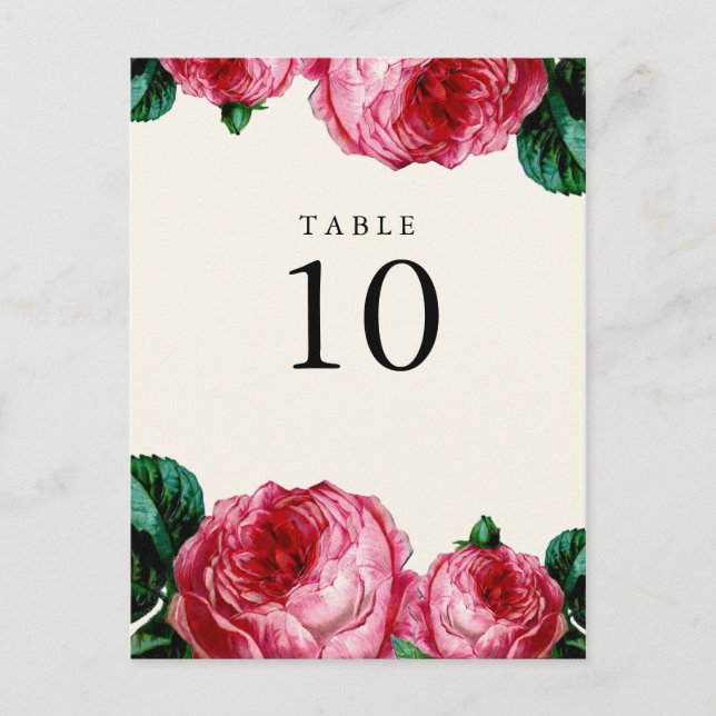 VINTAGE FLORAL DECOUPAGE TISCHNUMMER POST CARDS (Vorderseite)