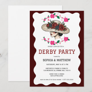 Vintage Floral Derby Party Invitation Elegant Hat