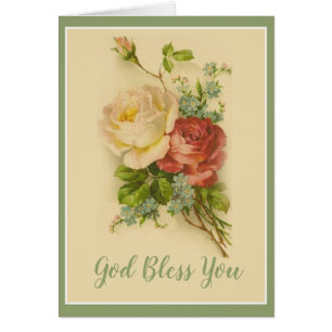 Vintage Floral Dieu vous bénisse Religieux