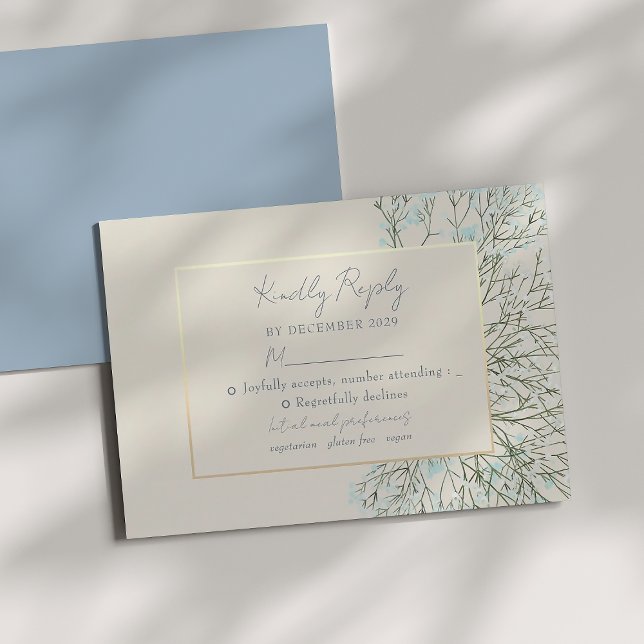 Vintage floral dusty Blue Wedding RSVP Card (Von Creator hochgeladen)