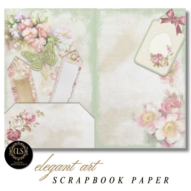 Vintage Floral Ephemera #7 Scrapbook Paper  (Decoupage Paper – Vintage Floral Ephemera 7)