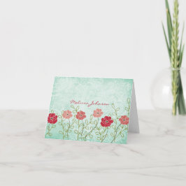 Vintage Floral et Feuille Carte pour notes personn