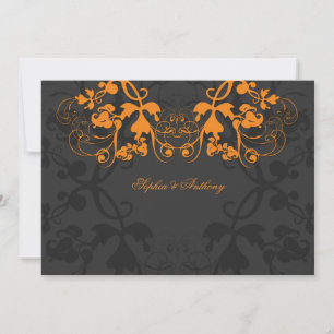 Vintage Floral Faire-part de mariage orange