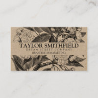 Vintage Floral Fine Line Kraft-Visitenkarte