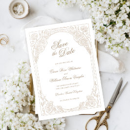 Vintage Floral Frame Save The Date Invitation