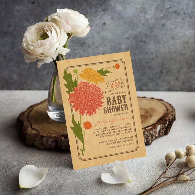Vintage Floral Garden Baby shower Invitation (Créateur téléchargé)
