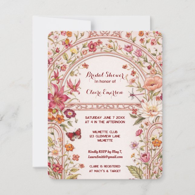 Vintage Floral Garden Bridal Shower  Einladung (Vorderseite)