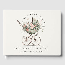Vintage Floral Grün Blush Kinderwagen Baby-Party